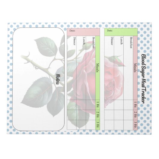 Roze en blauwe Rozen Bloedsuiker Log Notitieblok (Voorkant)