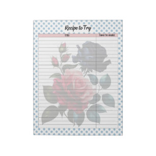Roze en Blauwe Rozen boodschappenlijst Notitieblok