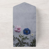 Roze en blauwe rozen botanische bloeding Alle I All In One Uitnodiging (Buitenkant)