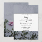 Roze en blauwe rozen botanische bloeding uitnodige kaart (Voorkant / Achterkant)