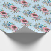  Roze en Blauwe Rozen Cadeaupapier (Hoek)