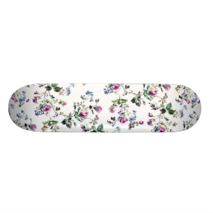 Roze en blauwe Rozen Floral Pattern Skateboard