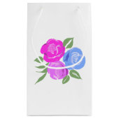 Roze en Blauwe Rozen Gift Bag Klein Cadeauzakje (Achterkant)