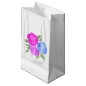 Roze en Blauwe Rozen Gift Bag Klein Cadeauzakje (Voorkant Gekanteld)