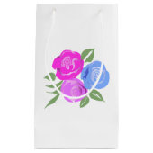 Roze en Blauwe Rozen Gift Bag Klein Cadeauzakje (Voorkant)