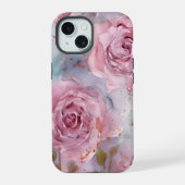 Roze en blauwe Rozen iPhone 15 Case (Achterkant)