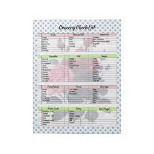 Roze en Blauwe Rozen Kruidenier Lijst Notitieblok