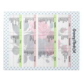 Roze en Blauwe Rozen Kruidenier Lijst Notitieblok (Voorkant)