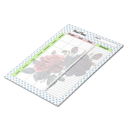 Roze en Blauwe Rozen Maaltijdplanner Notitieblok (Schuin)
