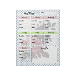 Roze en Blauwe Rozen Maaltijdplanner Notitieblok