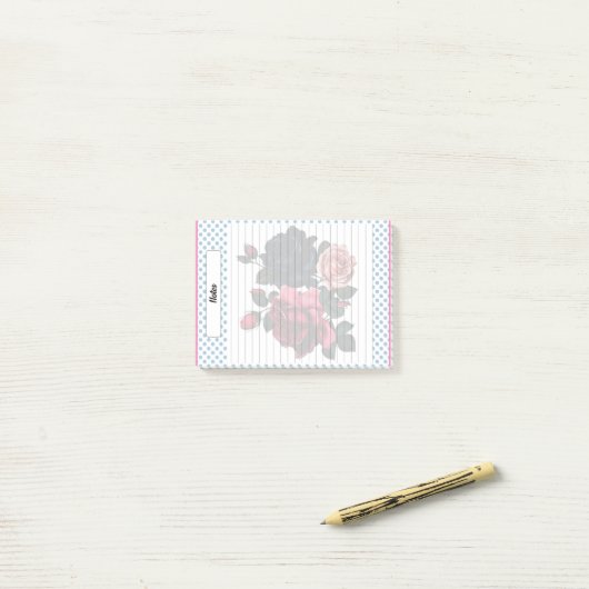 Roze en Blauwe Rozen Notities Post-it® Notes (Op bureau)