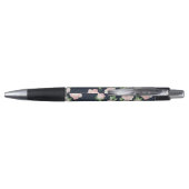 Roze en Blauwe  Rozen Patroon Monogrammen Pen (Achterkant)