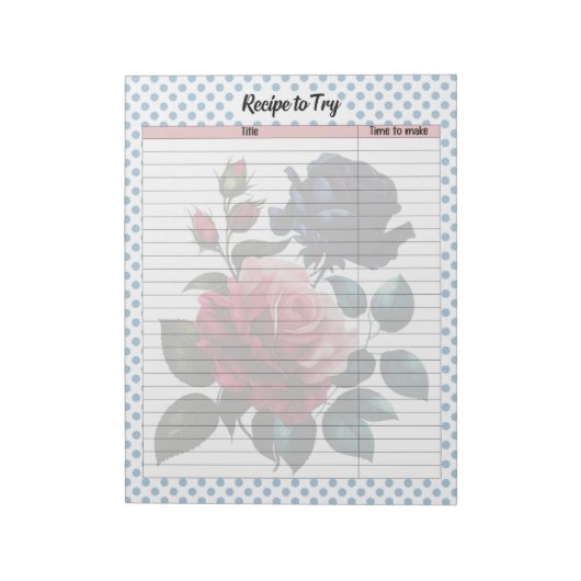 Roze en Blauwe Rozen Recept Notitieblok (Linkerzijde)
