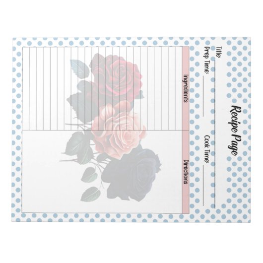 Roze en Blauwe Rozen Recept Notitieblok (Voorkant)