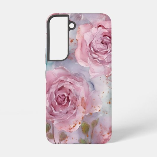 Roze en blauwe Rozen Samsung Galaxy Hoesje (Achterkant)