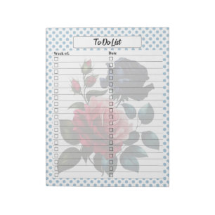 Roze en Blauwe Rozen Te Doen Lijst Notitieblok