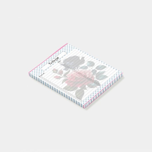 Roze en Blauwe Rozen Te Doen Lijst Post-it® Notes (Schuin)