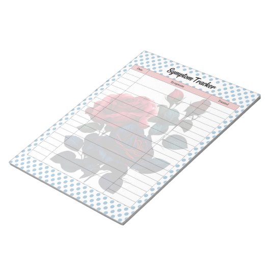 Roze en Blauwe Rozen Theme Symptom Tracker Notitieblok (Schuin)