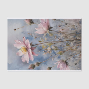 Roze en Blauwe Rozen Watercolor Decoupage Tissuepapier