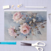 Roze en Blauwe Rozen Waterverf Decoupage Tissuepapier (Craft)