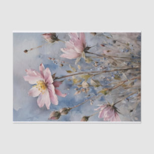 Roze en Blauwe Rozen Waterverf Decoupage Tissuepapier