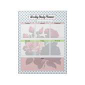 Roze en Blauwe Rozen Weekly Studieplanner Notitieblok (Linkerzijde)