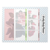 Roze en Blauwe Rozen Weekly Studieplanner Notitieblok (Voorkant)