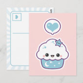 Roze en blauwe ruimte briefkaart (Voorkant / Achterkant)