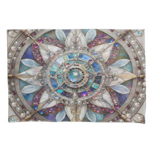 Roze en Blauwe Saffieren Diamanten Parels Mandala Kussensloop