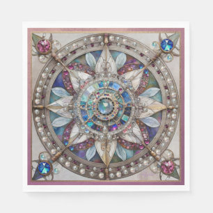 Roze en Blauwe Saffieren Diamanten Parels Mandala Servet