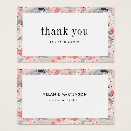 Roze en Blauwe Sakura Bloemenbestelling Dank u kaa Visitekaartje (Voorkant /achterkant)