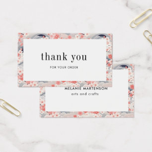 Roze en Blauwe Sakura Bloemenbestelling Dank u kaa Visitekaartje