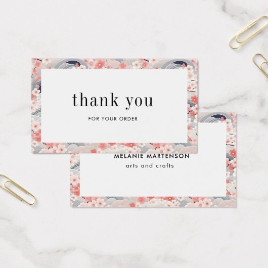 Roze en Blauwe Sakura Bloemenbestelling Dank u kaa Visitekaartje (Kantoor)