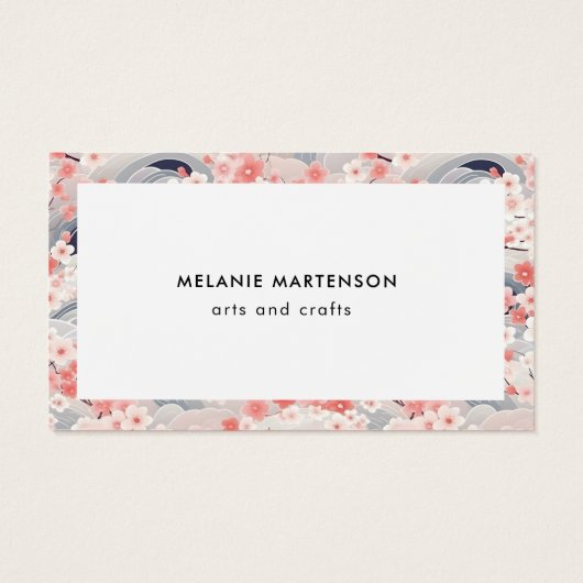 Roze en Blauwe Sakura Bloemenbestelling Dank u kaa Visitekaartje (Achterkant)