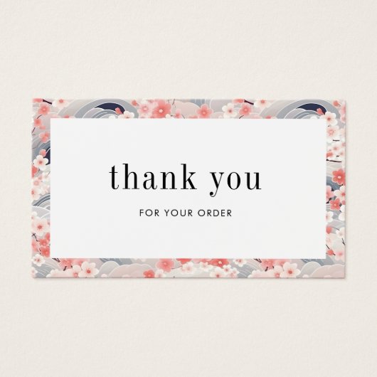 Roze en Blauwe Sakura Bloemenbestelling Dank u kaa Visitekaartje (Voorkant)