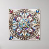 Roze en Blauwe Sapphires Diamanten Parels Mandala Canvas Afdruk (Voorkant)
