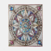 Roze en Blauwe Sapphires Diamanten Parels Mandala Fleece Deken (Voorkant)