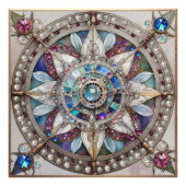 Roze en Blauwe Sapphires Diamanten Parels Mandala Foto Afdruk (Voorkant)