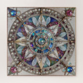 Roze en Blauwe Sapphires Diamanten Parels Mandala Legpuzzel (Horizontaal)
