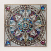 Roze en Blauwe Sapphires Diamanten Parels Mandala Legpuzzel (Verticaal)