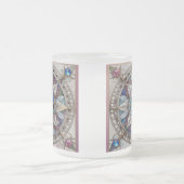 Roze en Blauwe Sapphires Diamanten Parels Mandala Matglas Koffiemok (Center)