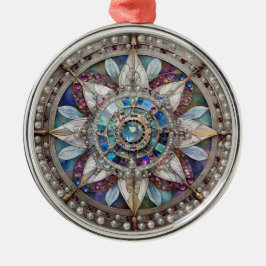 Roze en Blauwe Sapphires Diamanten Parels Mandala Metalen Ornament