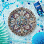 Roze en Blauwe Sapphires Diamanten Parels Mandala Papieren Bordje (Feest)