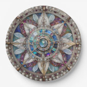 Roze en Blauwe Sapphires Diamanten Parels Mandala Papieren Bordje (Voorkant)