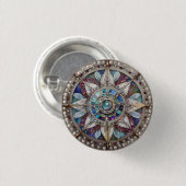 Roze en Blauwe Sapphires Diamanten Parels Mandala Ronde Button 3,2 Cm (Voorkant /achterkant)