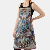 Roze en Blauwe Sapphires Diamanten Parels Mandala Schort (Insitu)