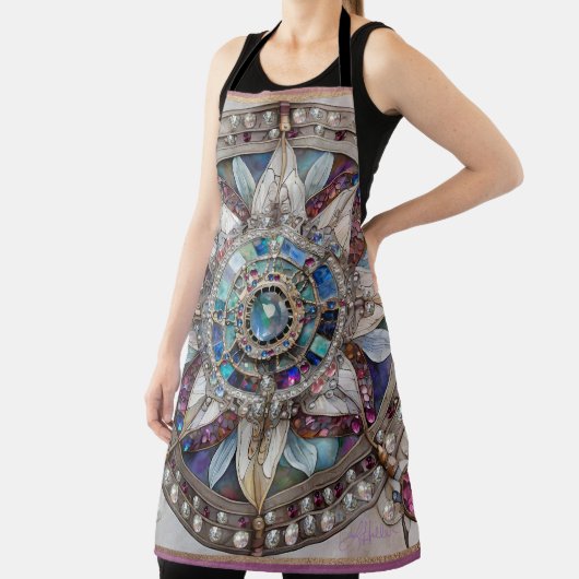 Roze en Blauwe Sapphires Diamanten Parels Mandala Schort (Insitu)