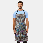 Roze en Blauwe Sapphires Diamanten Parels Mandala Schort (Gedragen)