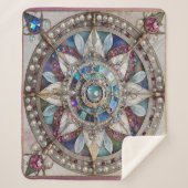 Roze en Blauwe Sapphires Diamanten Parels Mandala Sherpa Deken (Voorkant)