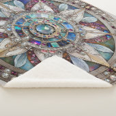 Roze en Blauwe Sapphires Diamanten Parels Mandala Sherpa Deken (3/4)